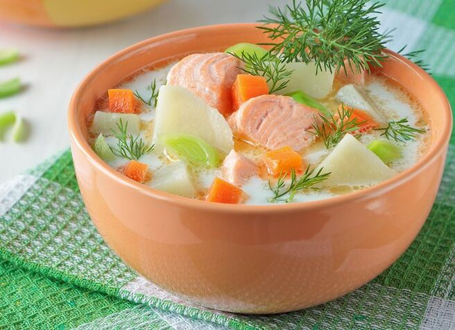 Norweska zupa z łososia dla osób odchudzających się na diecie Dukana w fazie „Naprzemiennej lub „Utrwalenia. 